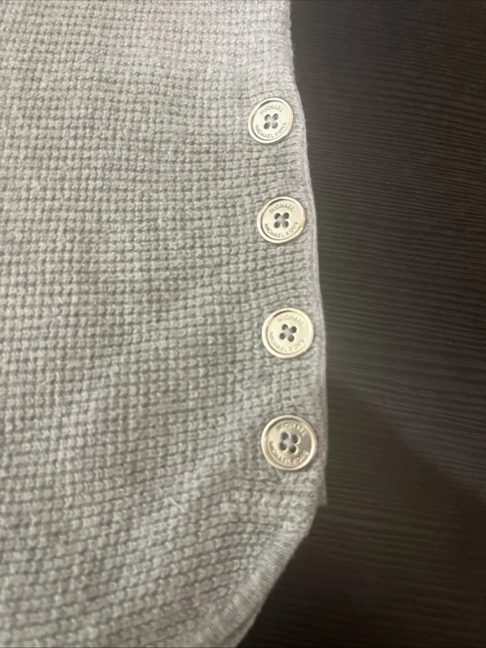Michael Kors Waffle Knit Sweater With Embroidered Roses & Buttons Sz M. See Pics